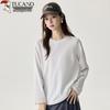 Woodpecker Women's 100% Cotton Basic Round Neck Long Sleeve T-Shirt