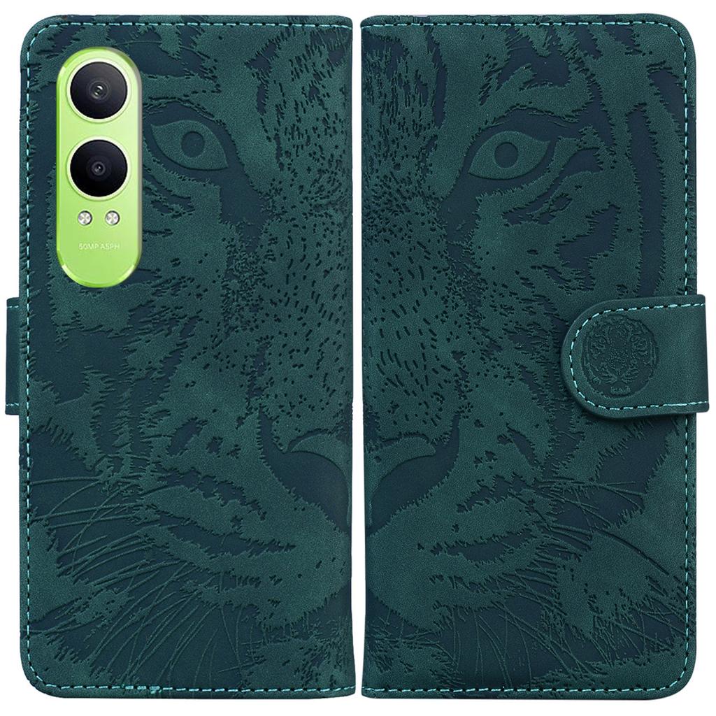 For OnePlus Nord CE4 Lite 5G/Oppo K12x 5G (China) Case Tiger Imprint Leather Shockproof Wallet Phone Cover