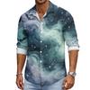 Men's Loose Fit Long Sleeve Shirt with Classic Collar Halloween Print Vintage Casual Button Down Shirt for Spring Autumn Daily Wear