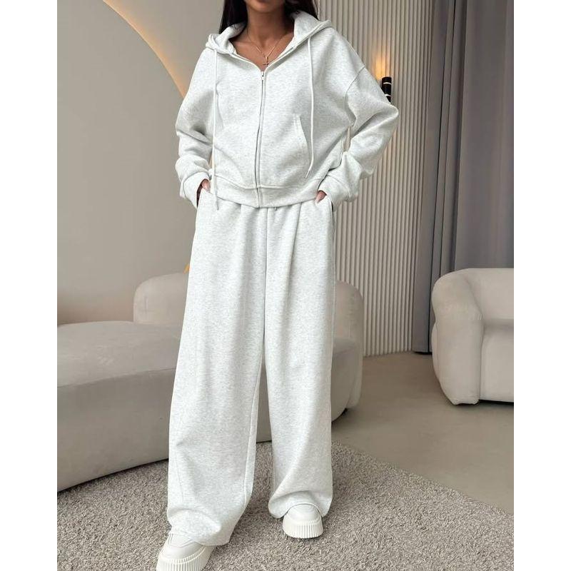 Western Style Fashion Casual Loose Hoodie Trousers Two-piece Set Hooded Top and Pants Set