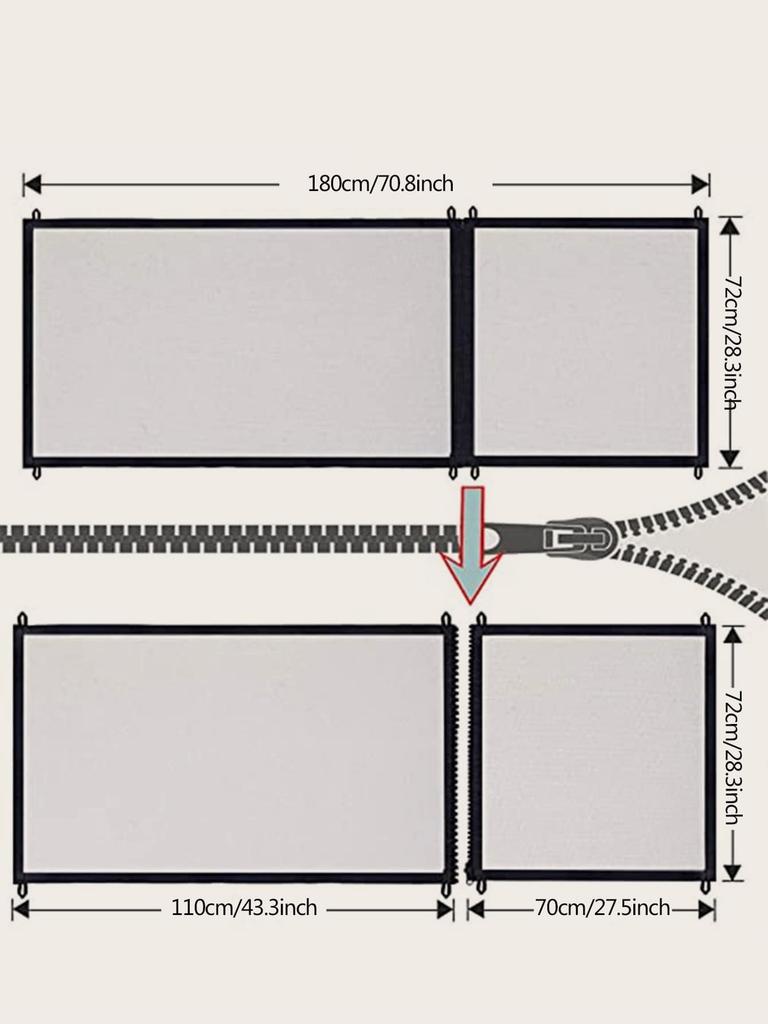 1pc-Pet Fence, Isolation Barrier, Convenient Foldable with Zipper - Safe, Tear Resistant, Staircase Protective Net, Black