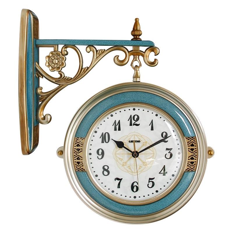 Double-Sided Wall Clock European Style Silent Wall Clock Modern Minimalist Quartz Hanging Clocks Bedroom Decoration Accessory