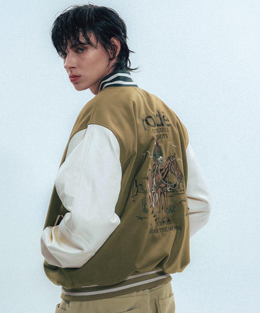 Rowdy Cowboy Varsity Jacket_Peanut
