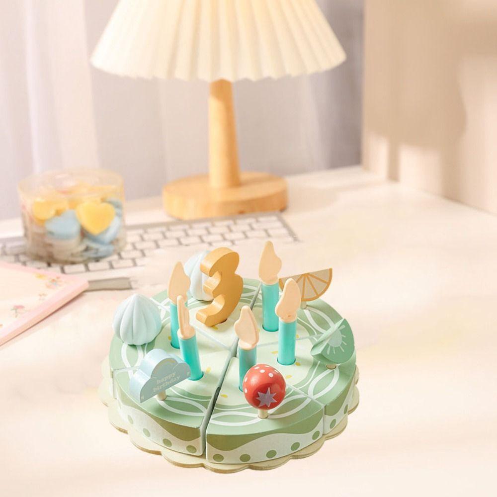 Play House Wooden Cake Model Wooden Kitchen Pretend Toy Party Cake Play Food Sets Children Kids