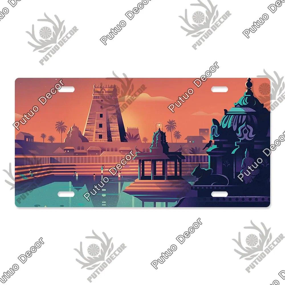 Putuo Decor Ilustrace SPZ Plechová cedule Plaketa Kovová dekorativní deska do auta Dveře do obývacího pokoje Domácí nástěnná dekorace