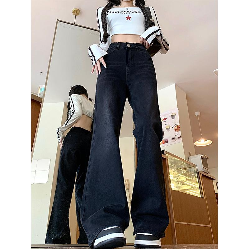 

Джинсы микроклеш с высокой посадкой для женщин больших размеров - Утягивающие брюки прямого кроя длиной до пола, Весна/Осень 2024 3XL