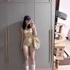 Butterfly Print One-piece Triangular Swimming Pool Special Swimsuit Conservative Novice Swimming