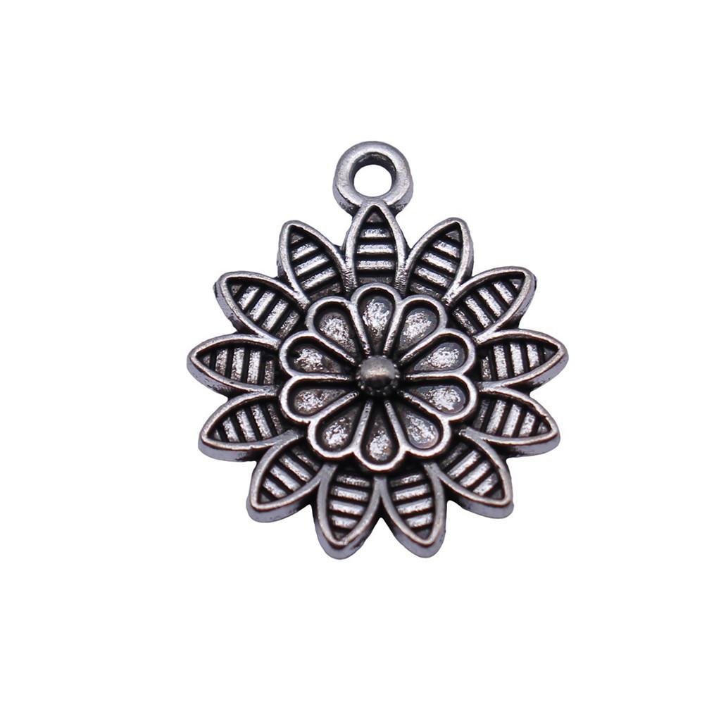 Simple Flower Charms Antique Alloy Pendants For Minimalist Floral Jewelry