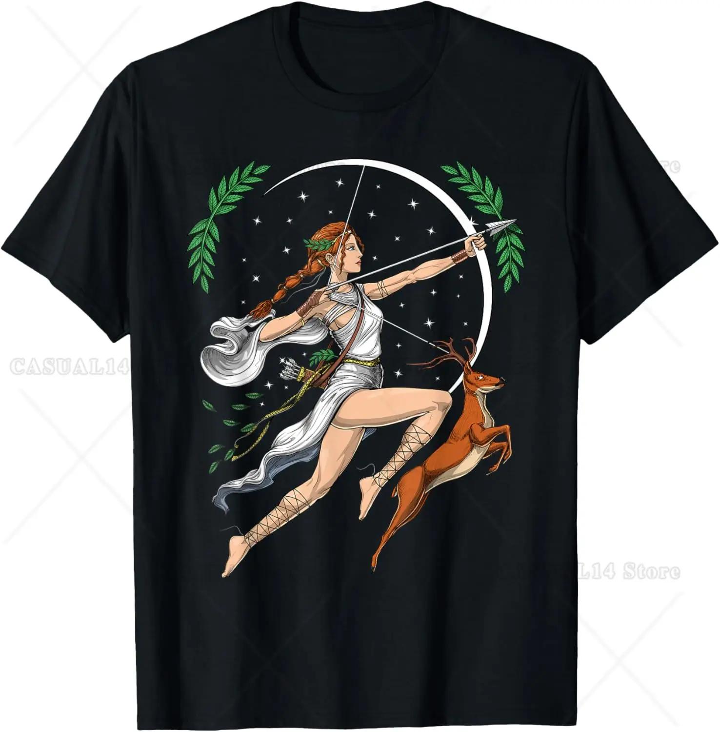 Goddess of Hunting Graphic Tee Mythology Print Breathable Cotton TShirt Unisex Casual S
