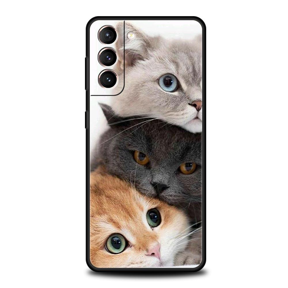 Kawaii Liebe Katze Handyhülle Für Samsung Galaxy S25 Edge S24 S23 S22 S21 Ultra S20 FE 5G S10 S10E S9 Plus Weiche TPU Hülle