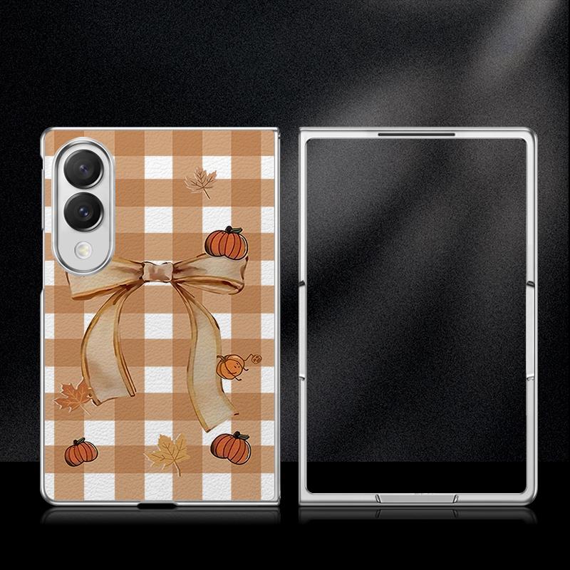 Pumpkin Lantern Ghost Halloween Case For Samsung Galaxy Z Fold 8 Ultra 7 6 5 4 Z Fold8 Fold7 Fold6 Fold5 Luxury Plating Leather Skin Phone Cover