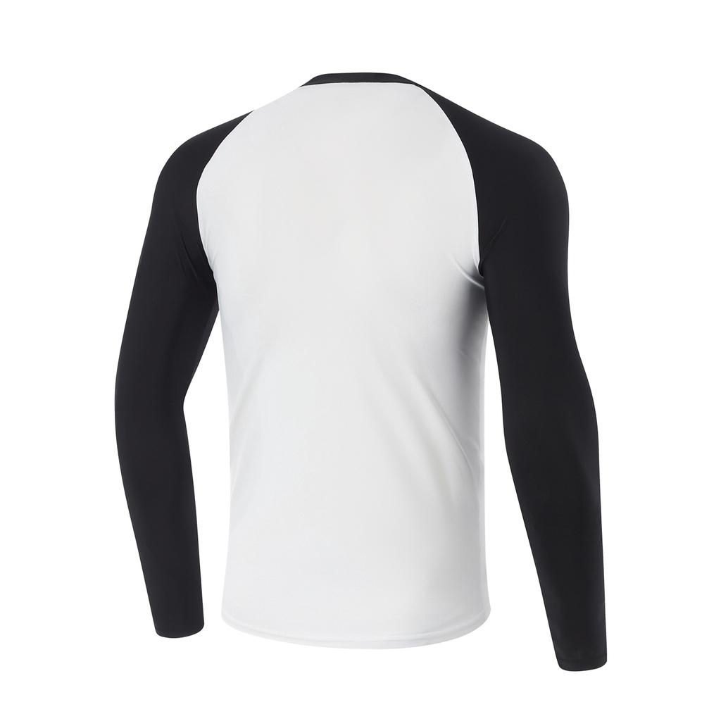 Li Ning Swimming Series Letter Round Neck Pullover Long Sleeve Swimsuit Men swimsuit Black Standard-White ASLT085-2