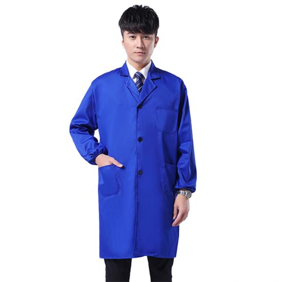 Staubdichte Herren-Laborkittel mit langen/kurzen Ärmeln, Knöpfen und Taschen, Arbeitskleidung für Herren