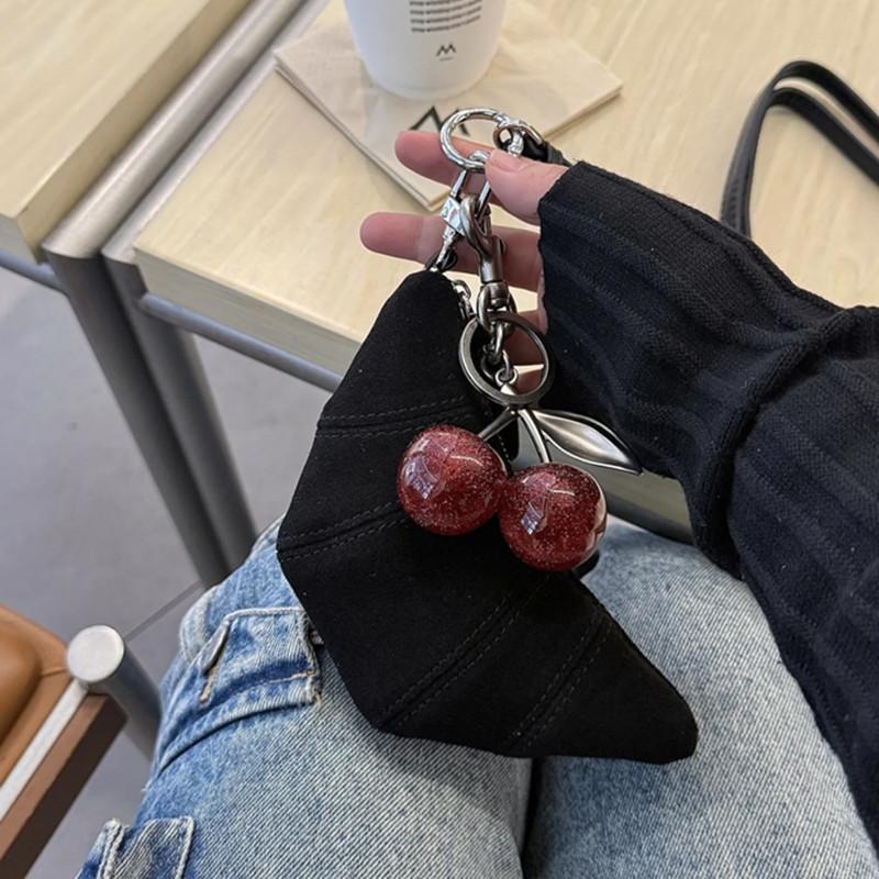 Classic Crystal Red Cherry Pendant Decoration For Coach Handbag Shoulder Bags Women's Keychain Bag Charms Accessory