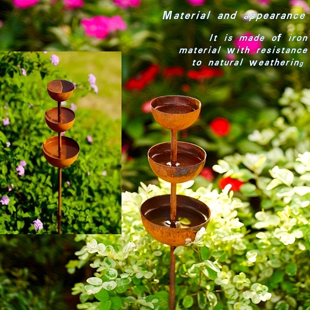 3patrový vintage sběrač dešťové vody z tepaného železa - venkovní zahradní dekorativní umělecké dílo