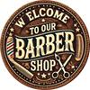 Metal Poster Wall Art Barber Sign Round Rustic Vintage Home Decor