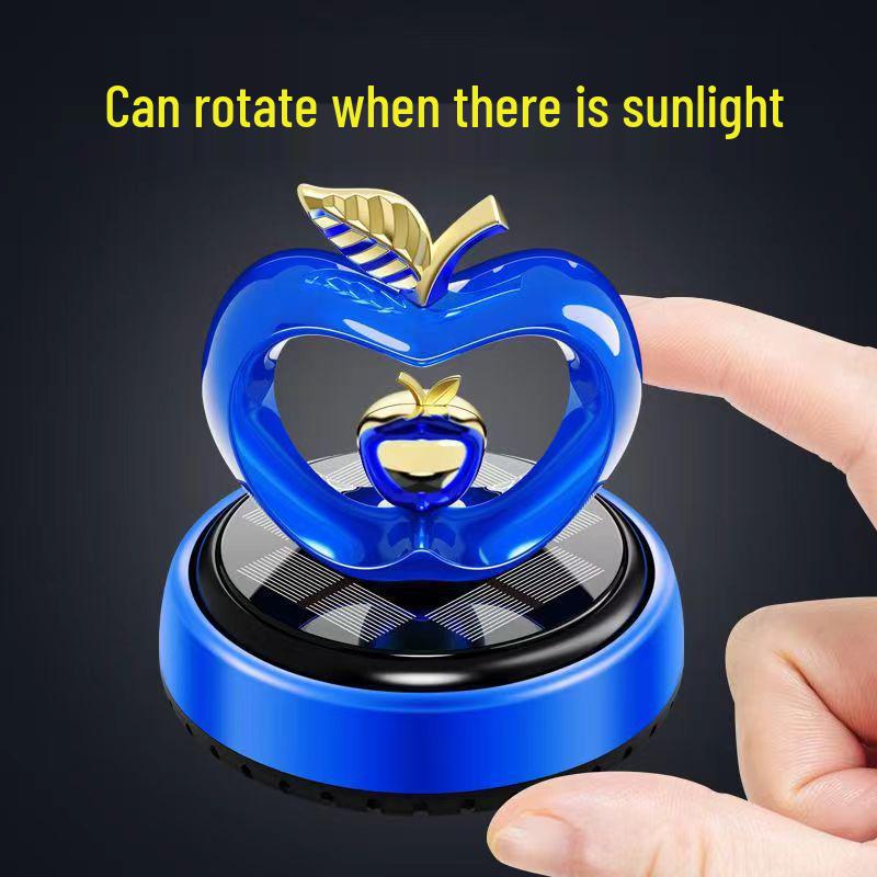 Heart-Shaped Solar Car Perfume Ornament - Rotating Apple Aroma for Car Interiors
