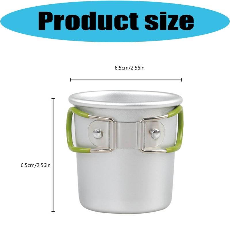 Aluminum Camping Mug for Backpacking Breaks, 150ml Foldable Outdoor Drink Cup with Grip Covered Handle for Easy Carry