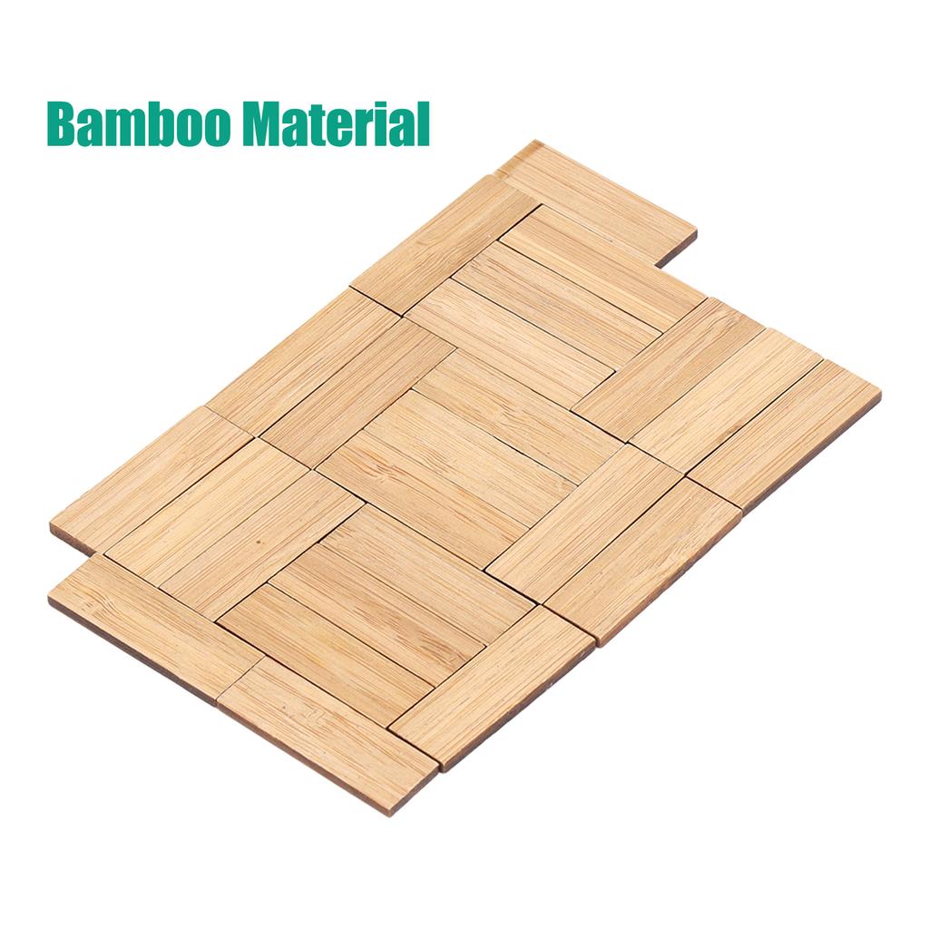 24pcs Dollhouse Floorboard Bamboo Rectangular Elegant Dollhouse Miniature Flooring Decoration Accessory