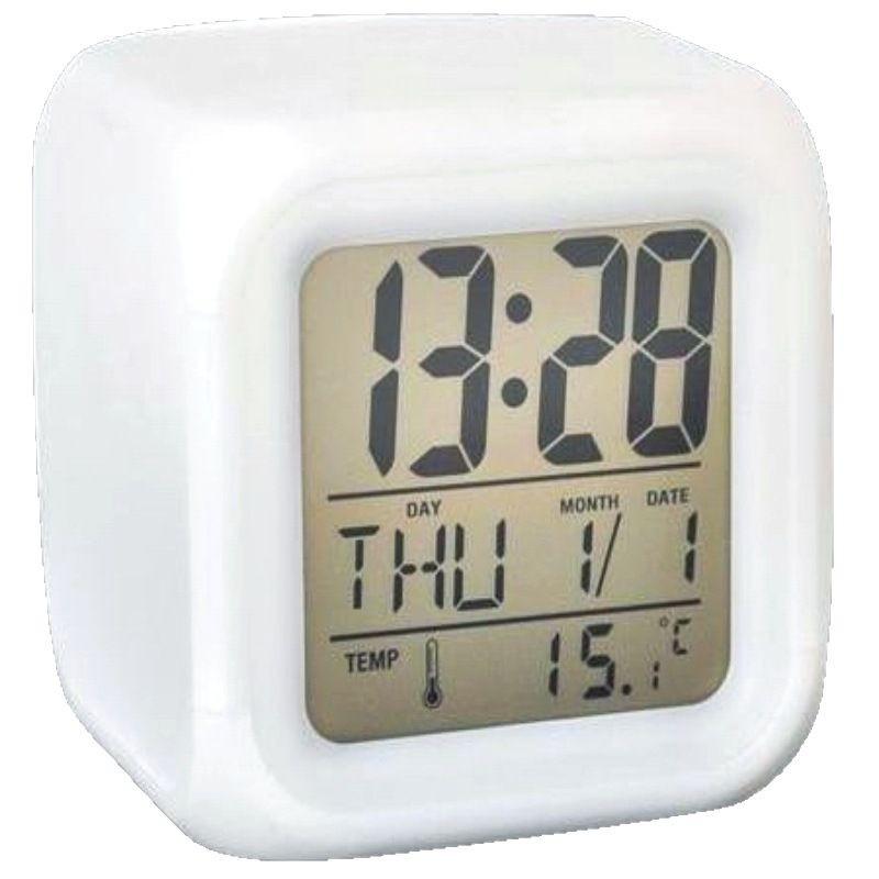 Sifang Clock Colorful Color Changing Ten Thousand Alarm Clock Luminous Clock Silent Electronic Clock Small Alarm Clock Desktop Perpetual Calendar