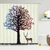3D Printed Shower Curtains Tree Leaf Flower Plant Bathroom Curtain Waterproof Fabric Curtains Polyester Bath Screen 180X180Cm