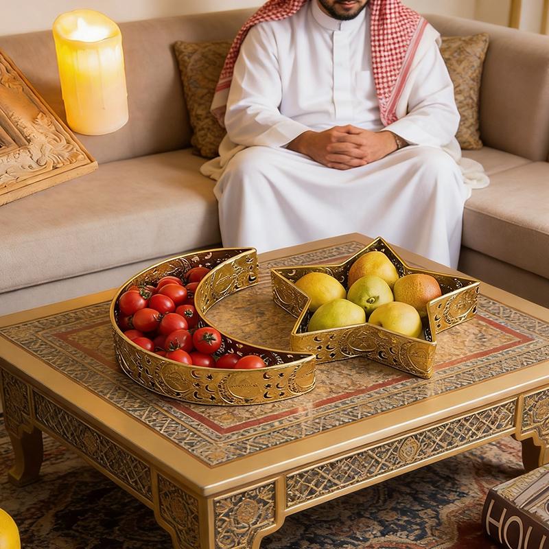 Eid Mubarak Food Plate Moon Star Shaped Snack Candy Storage Box For Ramadan Table Decor Islamic Muslim Party Supplies