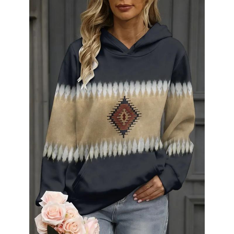 Fashion Women's Hooded Sweater 3D Casual Color Printing Casual Long Sleeve Sweater