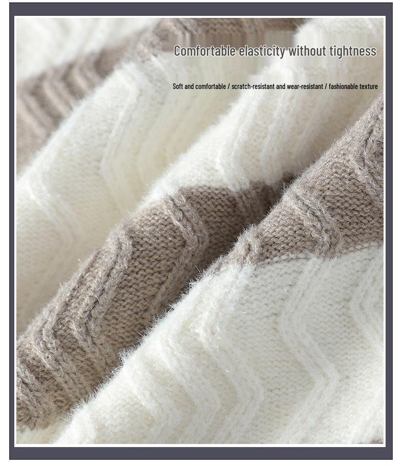 Yang Men's Striped Crew Neck Pullover: Casual Loose Knitwear for Autumn/Winter