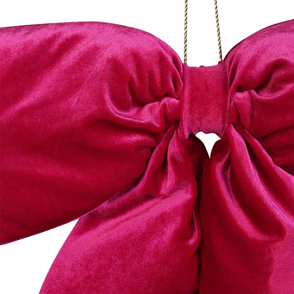 Raspberry Pink Velvet Hanging Bow