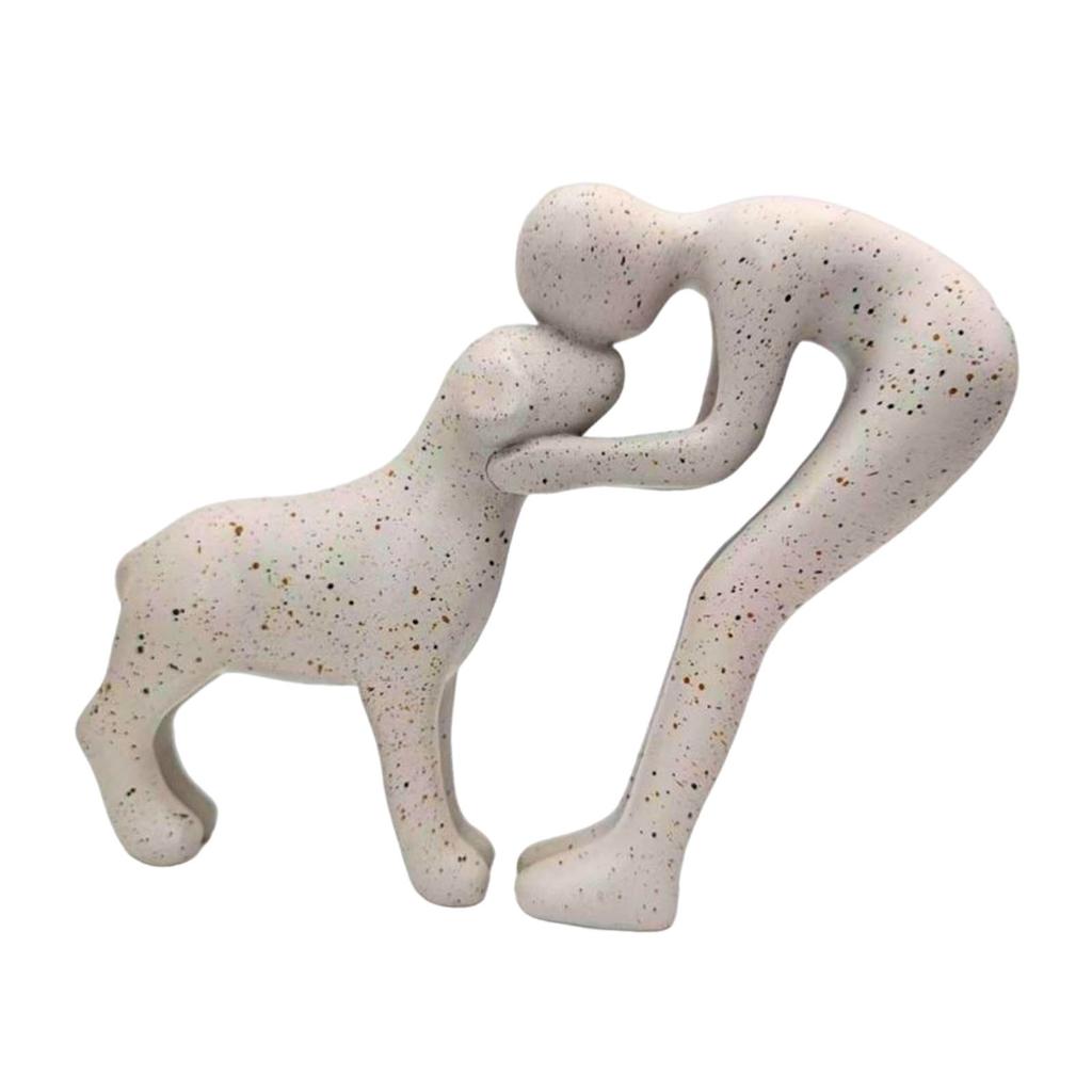 Man and Dog Statue Decoration Small Dog Sculpture for Desk Living Room Shelf Friendship Remembrance Gift for Dog Lovers