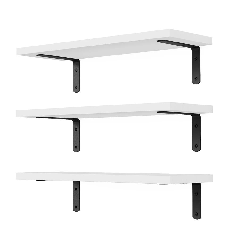 Rustic Wooden Floating Shelves Set of 3pcs  Decor Wall Mounted  Shelves for Bathroom Living Room Bedroom Ecoco Bathroom Shelf
