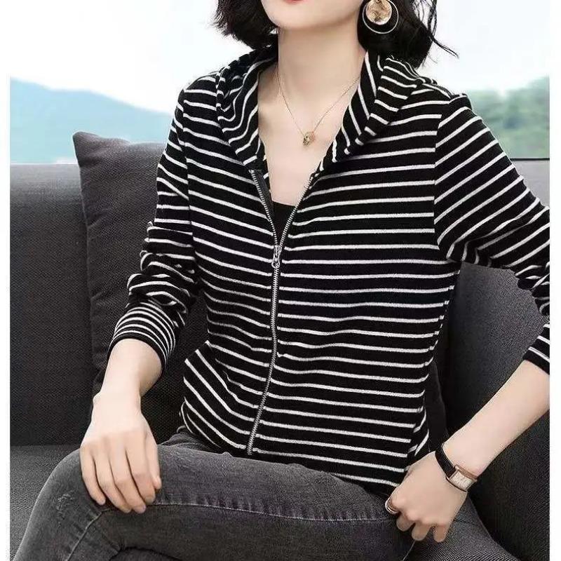 Coats for Women Winter Stripes Oversize Hooded Jacket Loose Casual Coat Top