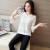În primăvară și vară Pulover scobit nou din tricot Jachetă de damă cu secțiune subțire cu gât rotund Îmbrăcăminte linie largi Cămașă cu mânecă de șapte minute