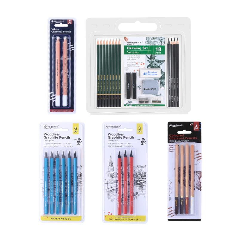 2/3/4/6/18pcs Sketch Pencil Set Charcoal Pen Easy Coloring for Outdoor Sketching Shadow Highlight Drawing Design