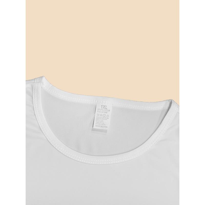 Europäische Größe Übergröße, Damen Schick Bedruckt, Übergrößen T-Shirt, Kurzärmelig Rundhals Freizeit Oberteil mit Buchstaben-Design