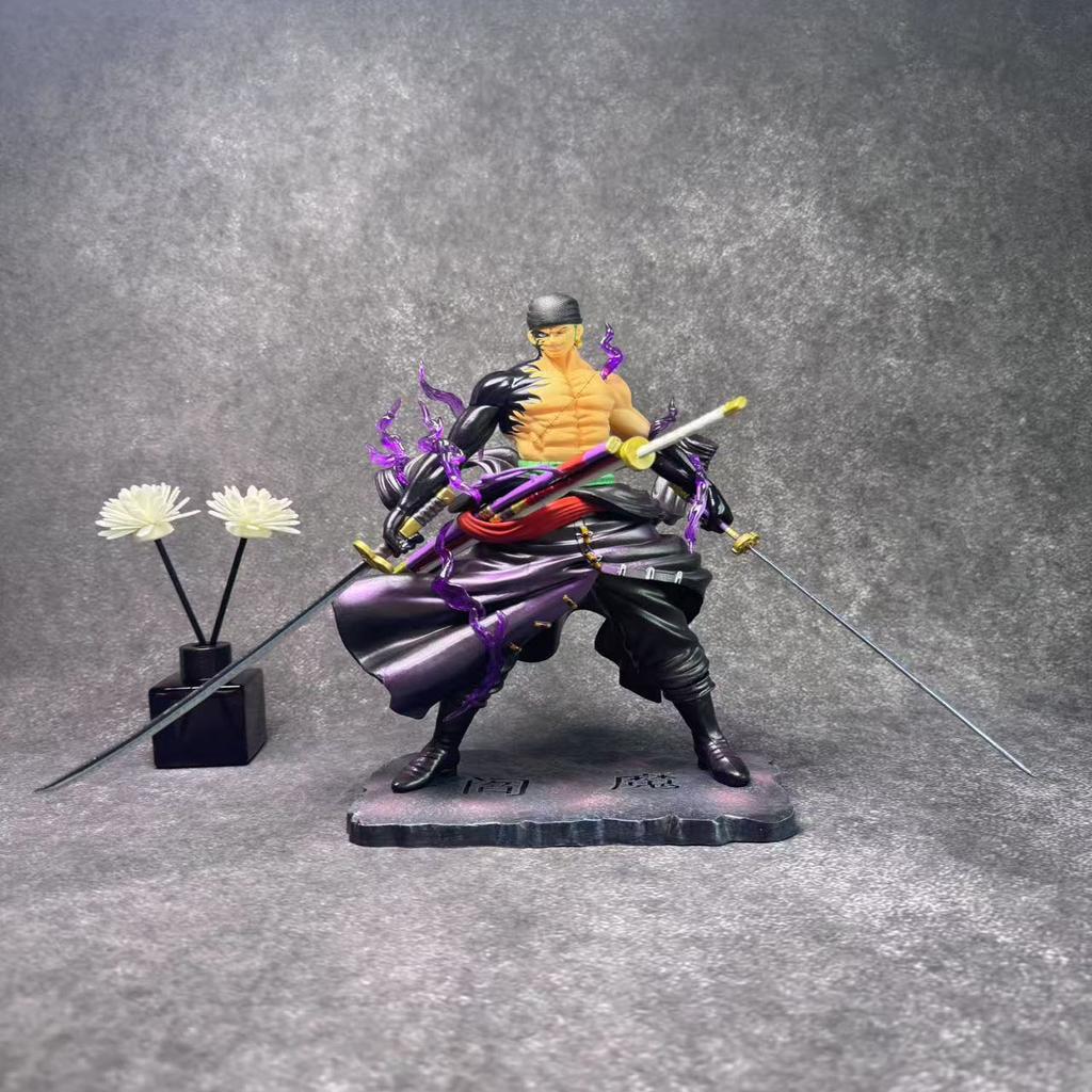One Piece Anime Fugure 23cm Double-blade Flow Enma Zoro Battle Statue Action Toy PVC Figure Model Collectible Decoration Toy