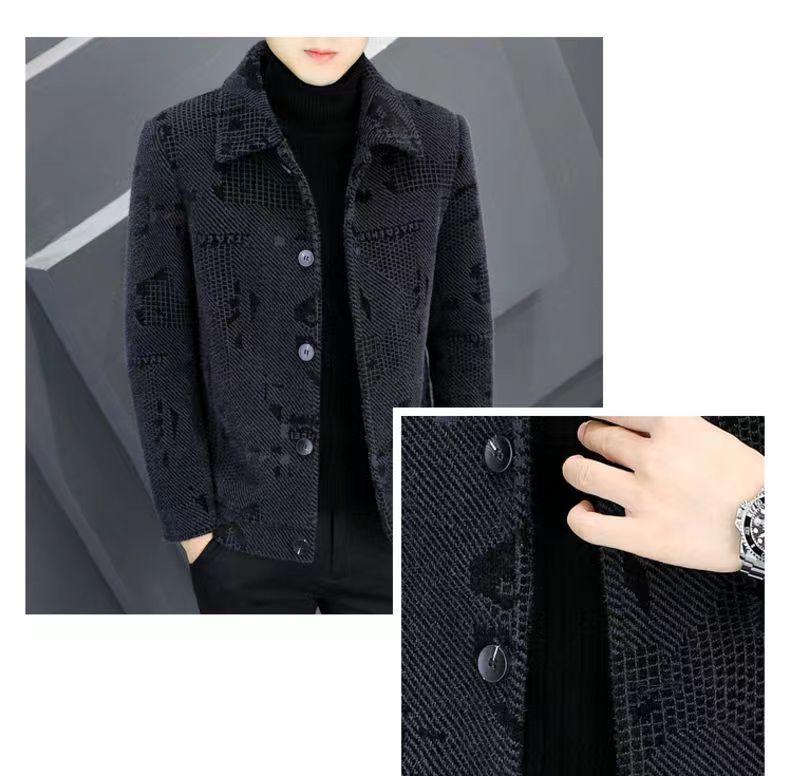 Herrförtjockad sammetsulljacka - Ny höst/vinter kort kappa