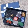 Natural Energy Reiki Crystal Necklaces Set Mixed Cube Stones Mini Quartz Pendant Healing Crystal Jewelry Home Decor