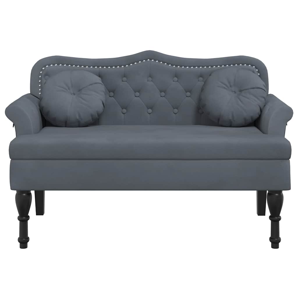 Bench with Cushions Dark Grey 120.5 x 65 x 75 cm Velvet