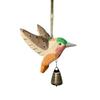 Hand-Carved Hummingbird Figurine Wooden Wood Grain Flying Bird Sculpture with Bell with Soothing Sound Mini Sculpture