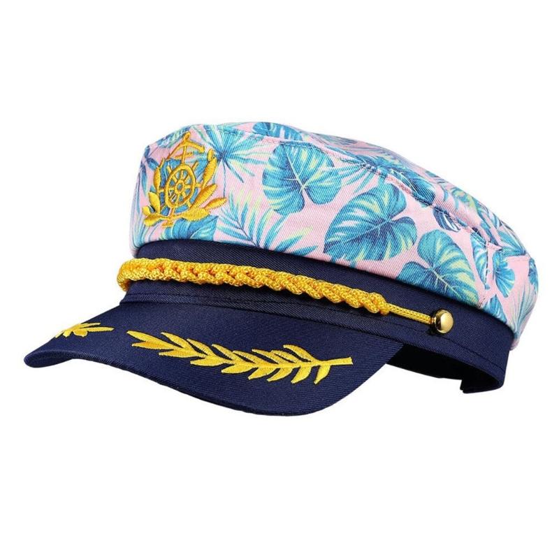 

Cosplay Sailor Hat Party Headwear Captain Hat Flower Print Hat Theme Party Hat Roleplay Hat Headpiece