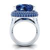 Noble Sapphire and Three Diamond Women's Ring - Popular European and American Banquet Jewelry