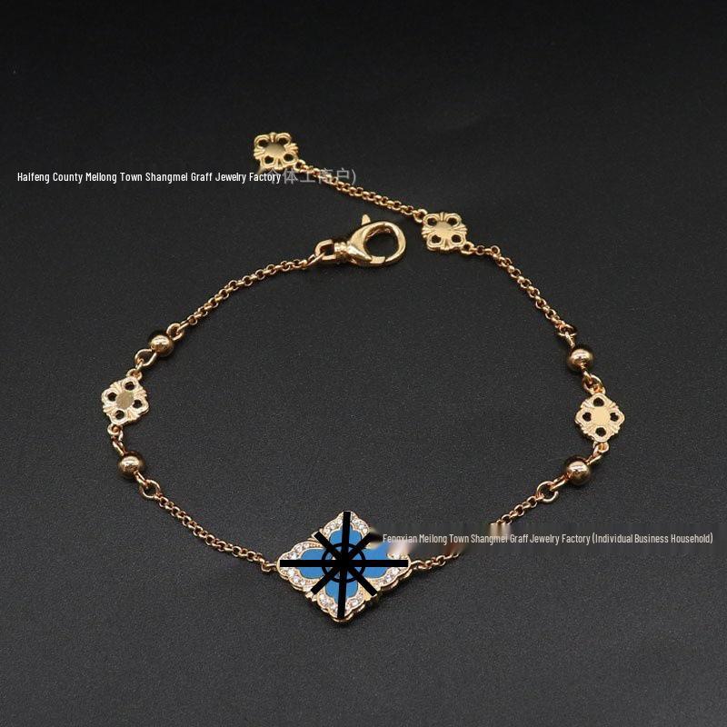 High-End Buccellati Four-Leaf Clover Diamond Inlaid Bracelet - Opera Court Style, Handmade Luxury Women's Jewelry