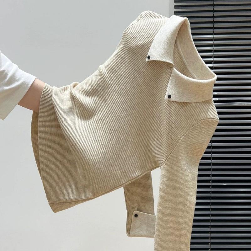 Women's Autumn Winter Polo Collar Color Block Design Slim Fit Long Sleeve Knit Sweater Basic Inner Wear Top