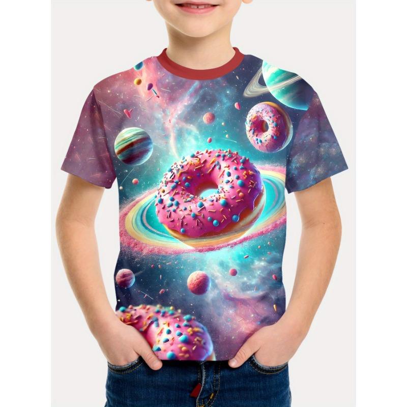 Summer Round Neck 3D Cartoon Pattern Printed T-shirts Fashionable Casual Short Sleeved Children's Boy T-shirts