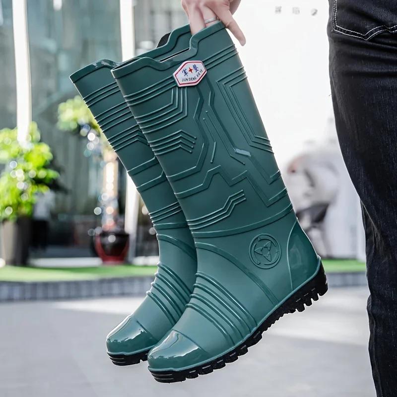 MEN'S high quality PVC waterproof rain boots comfortable non-slip durable garden shoes chunky fishing outdoor activities shoes