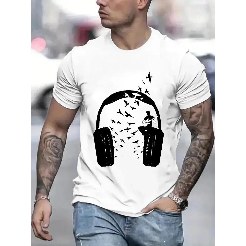 

Расслабляющая футболка DJ Music для мужчин с коротким рукавом, новинка, забавная футболка с наушниками, винтажные летние топы, футболка, футболка с круглым вырезом, уличная одежда XXXXXL золотой