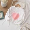 Girls Fall Korean Heart Drawstring Irregular Long Sleeve T Shirt Baby Fashionable Top