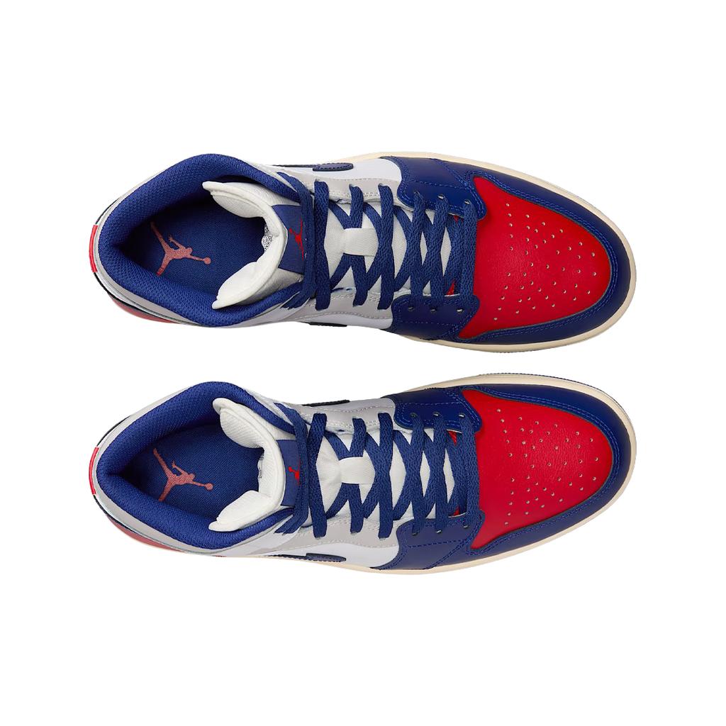 Sneakers Unisex Air Jordan 1 Mid Rare Air Bianco Blu Profondo-Reale Rosso-Universitario DQ8426-102