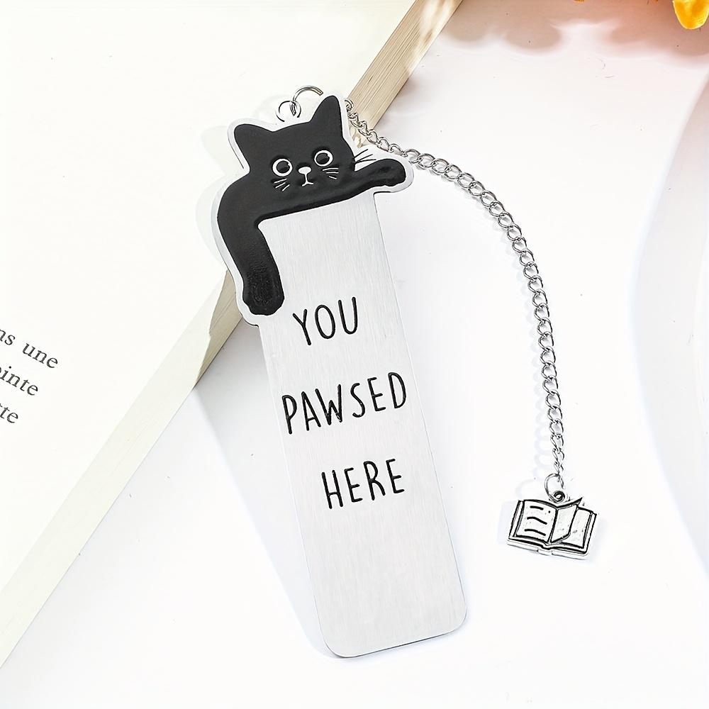 

Black Cat Please Stay Here Stainless Steel Bookmark, Perfect Gift for Cat Lovers Bookworms, Birthday Christmas Party United States